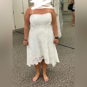 NWT! White lace high low dress from David’s Bridal.